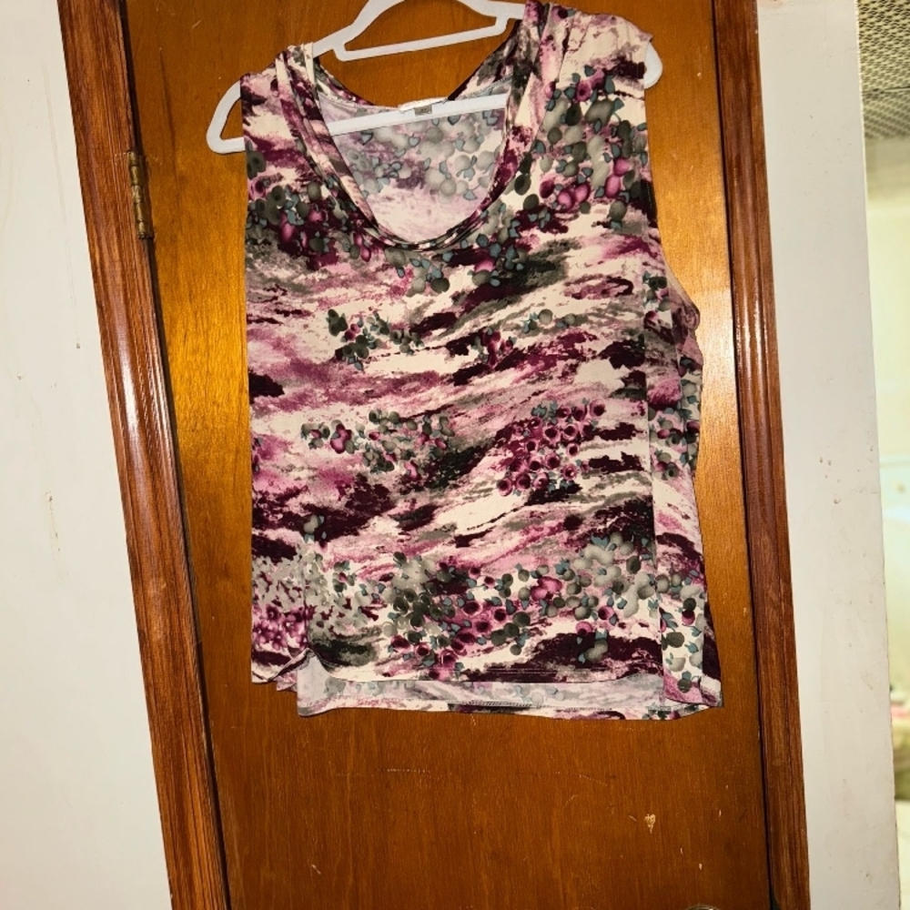 Floral Sleeveless Top - Pink and Green